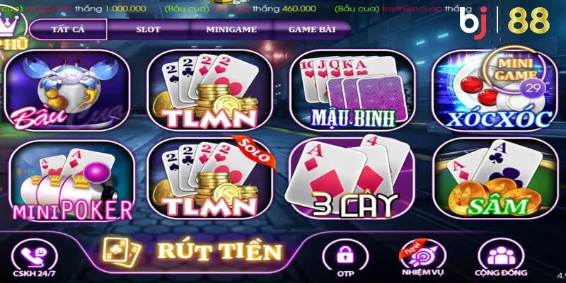 Chơi game bài đổi thưởng rút tiền mặt tại BJ88 có nhiều lợi ích cho hội viên