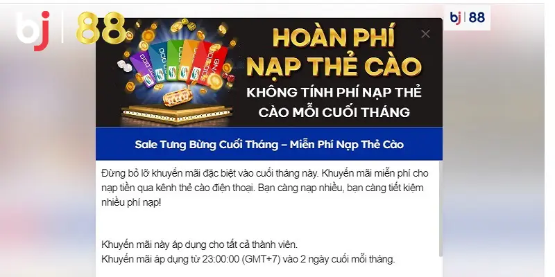 Nạp tiền BJ88 để nhận khuyến mãi hấp dẫn